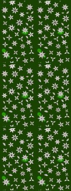 Raster düz çiçek çizim deseni. Hediye ambalaj kağıdı, tebrik kartları, posterler ve pankart tasarımı. Yeşil renkte çiçekler.