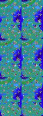 Tomurcukları çiçek olan sevimli bir çiçek deseni. Eskiz geçmişi. Raster. Raster illüstrasyonu. Kumaş, tekstil, duvar kağıdı baskısı için. Antika retro tarzı.