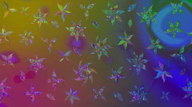 Kahverengi renkli çiçekler. Düz Çiçek Elementleri Tasarımı. Renkli Bahar Teması eskiz kalıbı. Raster illüstrasyonunda çiçek deseni çizimi.