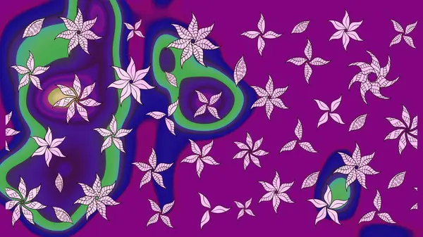 Çizim çiçek deseni duvar kâğıdı olarak kullanılabilir. Raster illüstrasyonu. Mor renkte çiçekler.