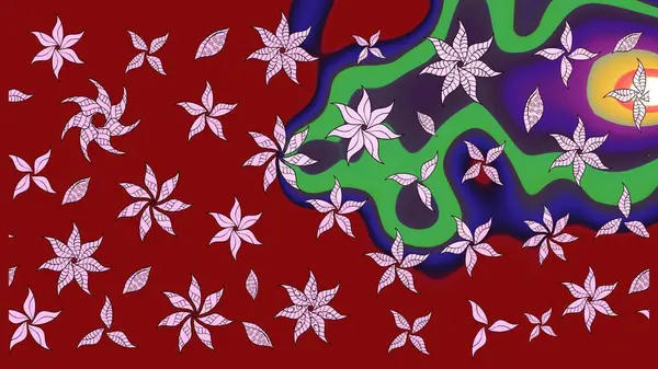 Kırmızı renkte çiçekler. Raster illüstrasyonu. Çizim çiçek deseni duvar kağıdı için kullanılabilir.