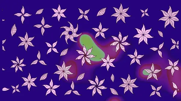 Çiçek desenli raster, mavi çizgi grafik desenli soyut raster arkaplan. Modern stil dokusu.