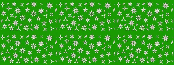 Raster illüstrasyonundaki çiçek desenli çizim. Yeşil renkli çiçekler. Renkli Yaz Temalı eskiz kalıbı. Düz Çiçek Elementleri Tasarımı.