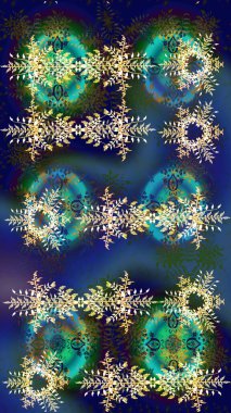 Soyut duvar kâğıdı, ambalaj dekorasyonu. Mavi, yeşil ve gri renkler üzerine illüstrasyon. Kışın sembolü, mutlu noeller, mutlu yeni yıl kutlaması Raster illüstrasyonu. Kar tanesi kadar basit..