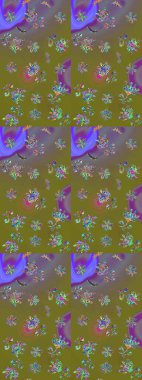 Düz Çiçek Elementleri Tasarımı. Renkli Bahar Teması eskiz kalıbı. Kahverengi renkli çiçekler. Çiçek desenli eskiz, yaz çiçekleri..