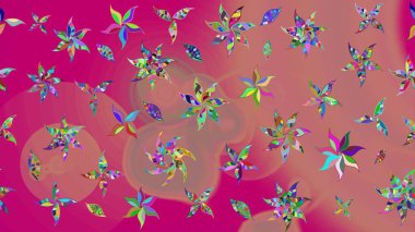 Raster Çiçek İllüstrasyonu güzel tekstil. Pembe renkli etnik çiçeklerle süslenmiş zarif bir eskiz..