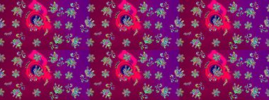 Raster suluboya çiçek deseni, narin çiçekler, mor çiçekler, tebrik kartı şablonu. Raster Güzel kumaş deseni.