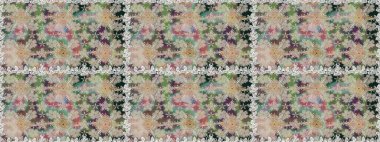 Düz Çiçek Elementleri Tasarımı. Raster Illustrasyon 'da moda olmayan çiçek deseni. Renkli Yaz Temalı Kusursuz Arkaplan. Tarafsız renklerde çiçekler.