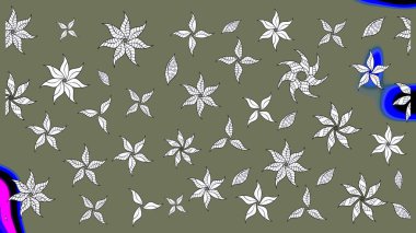 Yumuşak, yaz çiçekli arka plan. Çiçekli karalama şeklinde Raster çiçek deseni. Yeşil renkte çiçekler.