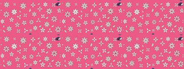 Pembe renkli şirin çiçek deseni. Raster Modaya uygun kumaş deseni. Renkli Bahar Teması eskiz kalıbı. Düz Çiçek Elementleri Tasarımı.