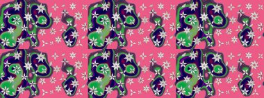 Düz Çiçek Elementleri Tasarımı. Pembe renkte zarif çiçekli suluboya. Renkli Bahar Teması eskiz kalıbı. Raster illüstrasyonu.