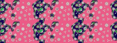 Suluboya çiçekli çiçek deseni. Raster illüstrasyonu. Pembe renkli güzel tekstil..