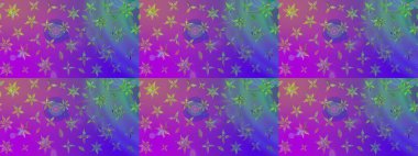 Düz Çiçek Elementleri Tasarımı. Mor renkli çiçekler. Renkli Bahar Teması eskiz kalıbı. Raster illüstrasyonunda çiçek deseni çizimi.