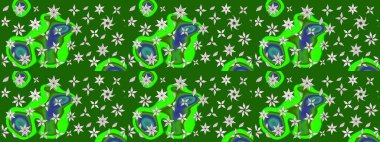 Küçük çiçekteki sevimli çiçek deseni. Güzel karalamalı çiçek desenli çizim. Güzel kumaş deseni. Raster illüstrasyonu.