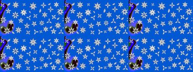 Çiçekli karalama şeklinde Raster çiçek deseni. Yumuşak, yaz çiçekli arka plan. Mavi renkte çiçekler.