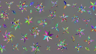 Düz Çiçek Elementleri Tasarımı. Renkli Bahar Teması eskiz kalıbı. Raster Şirin kumaş deseni. Eskiz klasiği.