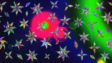 Raster illüstrasyonu. Eski usul küçük çiçekli şirin bir eskiz deseni. Kumaş, duvar kağıdı ve kağıt üzerine baskı yapmak için gelişen arka plan. Moda arka planında parlak buketler.