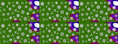 Sevimli çiçek raster deseni. Yeşil renkli çiçekler. Renkli Bahar Teması eskiz kalıbı. Düz Çiçek Elementleri Tasarımı.