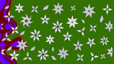 Küçük çiçekte hoş bir çiçek deseni var. Çiçeksel elementlerle süslenmiş zarif raster dokusu. Parlak çiçekli yeşil renkler üzerine soyut çizim deseni.