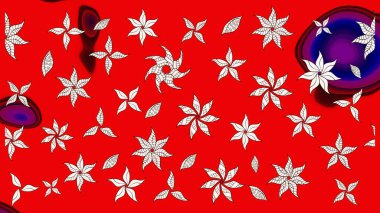 Düz Çiçek Elementleri Tasarımı. Renkli Bahar Teması eskiz kalıbı. Raster illüstrasyonu. Kırmızı renkte zarif çiçek buketi suluboya.