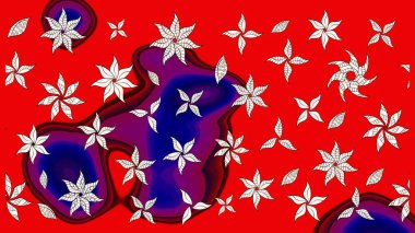 Renkli Bahar Teması eskiz kalıbı. Raster illüstrasyonundaki çiçek desenli çizim. Düz Çiçek Elementleri Tasarımı. Kırmızı renkte çiçekler.