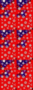 Modern çiçek arkaplanı. Parlak renkli çiçekli ve kırmızı yapraklı harika bir çiçek deseni. Halk tarzı. Moda baskıları için zarif bir şablon.