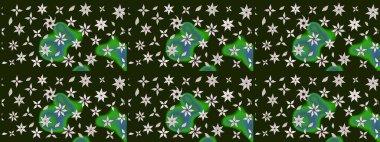 Raster illüstrasyonundaki çiçek desenli çizim. Gri renkli çiçekler. Renkli Bahar Teması eskiz kalıbı. Düz Çiçek Elementleri Tasarımı.