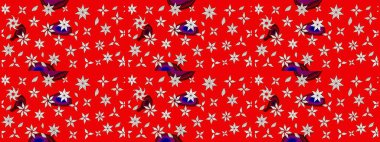 Çiçekli karalama şeklinde Raster çiçek deseni. Raster illüstrasyonu. Kibarca, bahar çiçekleri kırmızı renklerde.