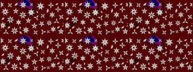 Düz Çiçek Elementleri Tasarımı. Raster illüstrasyonundaki çiçek desenli çizim. Kırmızı renkte çiçekler. Renkli Bahar Teması çizim şablonu.