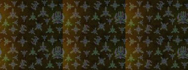 Kahverengi, gri ve yeşil çiçekli bahar çiçekleri. Küçük renkli çiçekler. Moda baskıları için zarif bir şablon. Küçük çiçekte güzel bir desen. Motley illüstrasyonu.