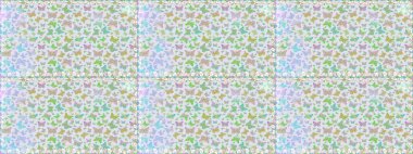 Renkli folklorlu, kelebekli kusursuz desen. Paketleme, kağıt ve kumaş için uygun. Gri arka planda renkli kelebekler.