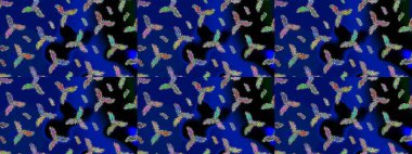 Kar taneleri tasarımı. Son moda kar taneleri ve elementler onun kartlarını gösteriyor. Modern soyut tasarım posteri, kapak, mavi, siyah ve yeşil renkli kart tasarımı. Retro biçim dokusu, kış elementleri.