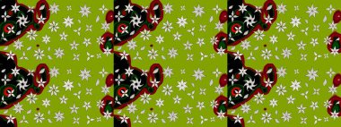 Çiçek buketleriyle klasik bir eskiz şekli. Raster illüstrasyonu. Yeşil renklerde.