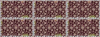 Klasik taslak çizimi. Raster Yumuşak kumaş deseni. Raster çiçek izi. Çiçekli, kahverengi, pürüzsüz desen.