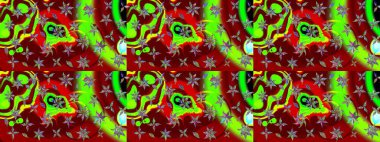 Çiçeksel elementlerle süslenmiş zarif raster dokusu. Küçük çiçekte hoş bir çiçek deseni var. Parlak çiçekli kırmızı renkler üzerine soyut çizim deseni.