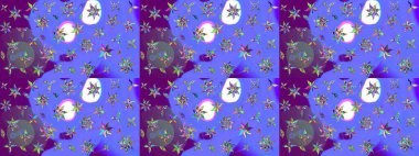 Raster illüstrasyonu. Mor renklerde. Menekşe renginde mor papatya deseni.