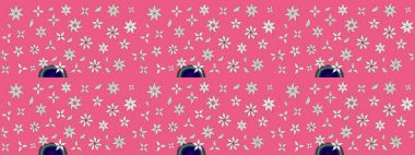 Küçük çiçekteki sevimli çiçek deseni. Nazik, yaz çiçekleri pembe renklerde. Raster illüstrasyonu. Raster deseni.