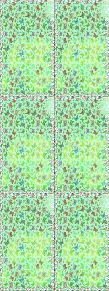 Kağıt, kumaş, ambalaj kağıdı ve duvar kâğıdı tasarımı için hoş bir arkaplan. Yeşil ve nötr renklerde sanat kelebekleri. Çocuk kelebeklerin pürüzsüz deseni. Raster..