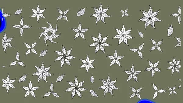 Sanat, çiçeklere ilham verir ve arka plan bırakır. Raster deseni. Karalama çiçekleri çizim kalıbı. Yeşil el çizimi desen.