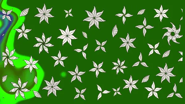 Klasik çiçekler. El çizimi, soyut ve süslü elementler. Yeşil renkler. Suluboya resim taklit Raster çizimi. Yaz çiçekleri teması.