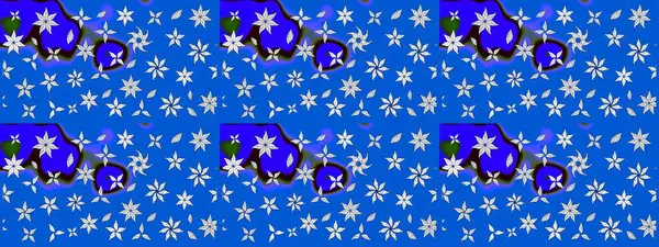 Tomurcukları papatya çiçekleri olan sevimli bir çiçek deseni. Eskiz geçmişi. Raster illüstrasyonu. Kumaş, tekstil, duvar kağıdı baskısı için. Eski usul. Miles Fleur, dandik süs.