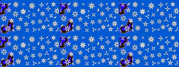 Klasik çiçekler. El çizimi, soyut ve süslü elementler. Yaz çiçekleri teması. Mavi renkler. Suluboya resim taklit Raster illüstrasyonu.