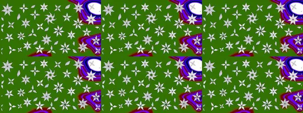 Sevimli çiçek raster deseni. Yeşil renkli çiçekler. Renkli Bahar Teması eskiz kalıbı. Düz Çiçek Elementleri Tasarımı.