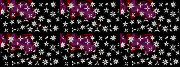 Üzerinde gelincikler ve vadi zambakları olan renkli çiçek desenli nakış deseni. Tekstil tasarımı için siyah renkli geleneksel halk çiçekleri buketi.