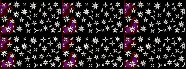 Sevimli çiçek raster deseni. Siyah renkli çiçekler. Renkli Bahar Teması eskiz kalıbı. Düz Çiçek Elementleri Tasarımı.