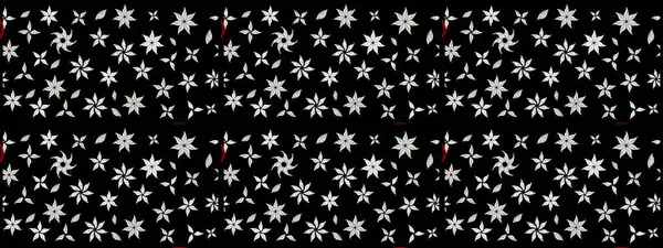 Suluboya çiçekli çiçek deseni. Raster illüstrasyonu. Siyah renklerde Asya tekstili.