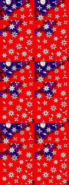 Modern çiçek arkaplanı. Parlak renkli çiçekli ve kırmızı yapraklı harika bir çiçek deseni. Halk tarzı. Moda baskıları için zarif bir şablon.