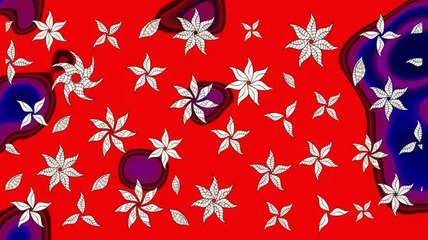 Yaz çiçekleri teması. El çizimi, soyut ve süslü elementler. Suluboya resim taklit Raster çizimi. Kırmızı renkler. Klasik çiçekler..