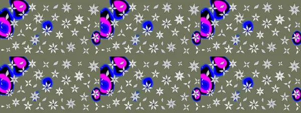 Hediye ambalaj kağıdı, tebrik kartları, posterler ve pankart tasarımı. Yeşil renkli çiçekler. Raster düz çiçek çizim deseni.