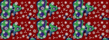 Raster deseni. Raster illüstrasyonu. Kibarca, kırmızı renkte yaz çiçekleri. Küçük çiçekte sevimli çiçek deseni var..